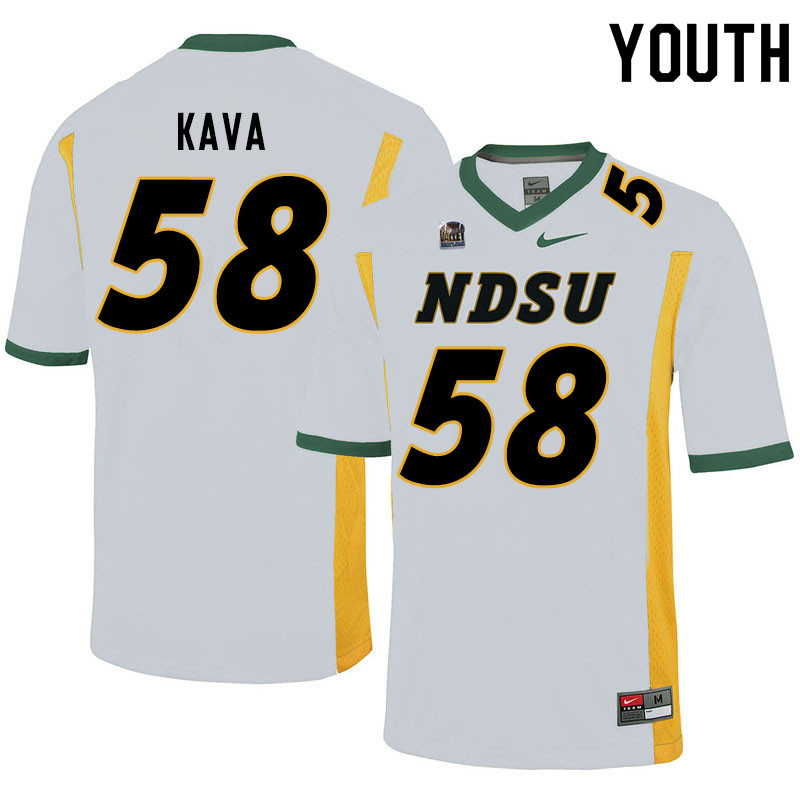 Youth #58 Joe Kava North Dakota State Bison College Football Jerseys Sale-White - Click Image to Close